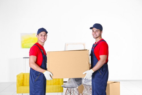 Movers carrying boxes during a home move in Ilford
