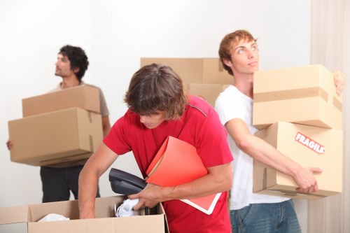Packing and labelling office equipment for a business move