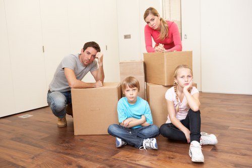 Careful loading of office items for an Ilford relocation