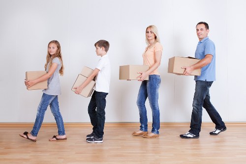 Business relocation process with furniture and files in transit