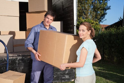 Packed boxes and furniture ready for a house removal in Ilford